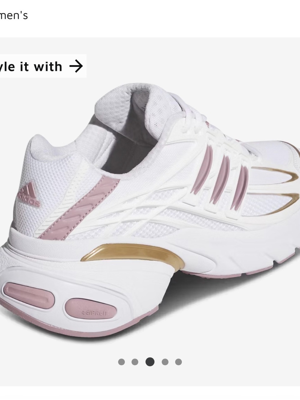 adidas White Athletic Sneakers with Blush Pink and Metallic Gold Accents